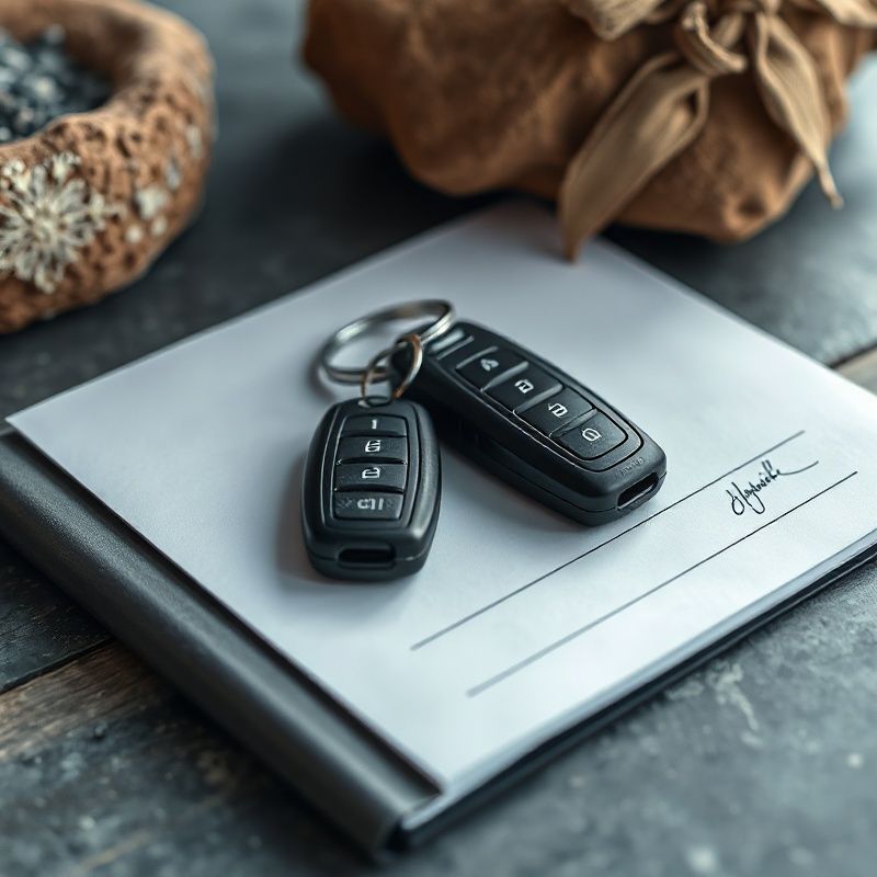 Ključevi automobila na sivoj podlozi pored mape s dokumentima
